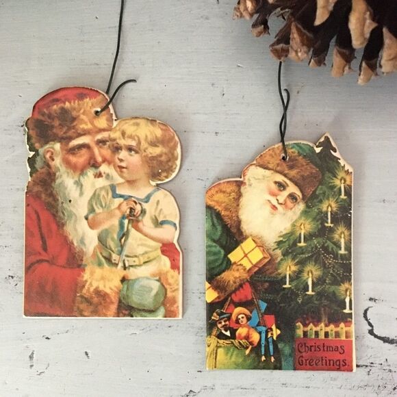 Vintage 1970s Christmas Santa Ornaments - Set of 2 - Picture 1 of 4